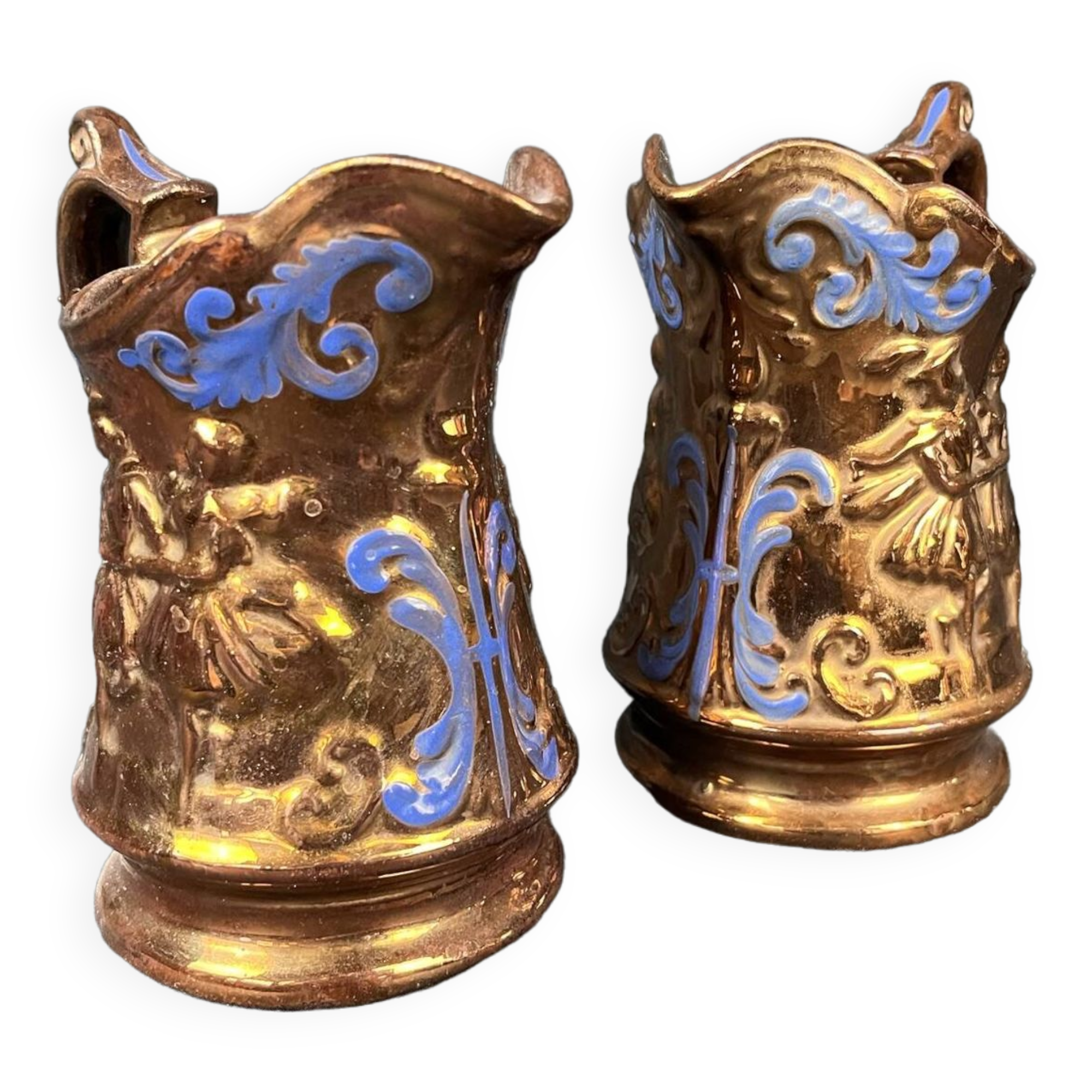 Ensemble Décoratif étain : Vase Soliflore + 2 Pichets - Art Déco - Antique