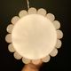 Globe pendant light and vintage lampshade in opaline and mother-of-pearl