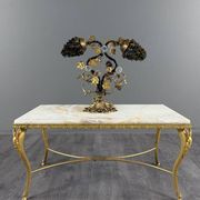 Lampe en bronze et verre polychrome, XXe Siècle