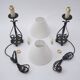 Arts & Crafts pair antique wrought iron table lamps 1920's English, rewired