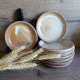 8 small dessert plates in raw and refined stoneware, vintage.