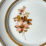8 small OLYMPIA porcelain plates with floral and gilded pattern