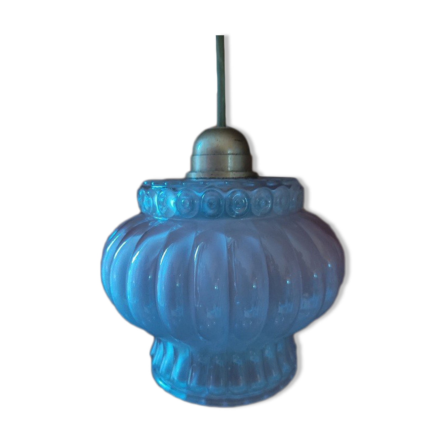 Pendant lamp globe molded glass rose