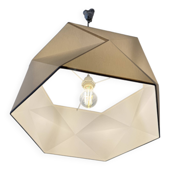 Vintage gold and white canvas light fixture – minimalist style