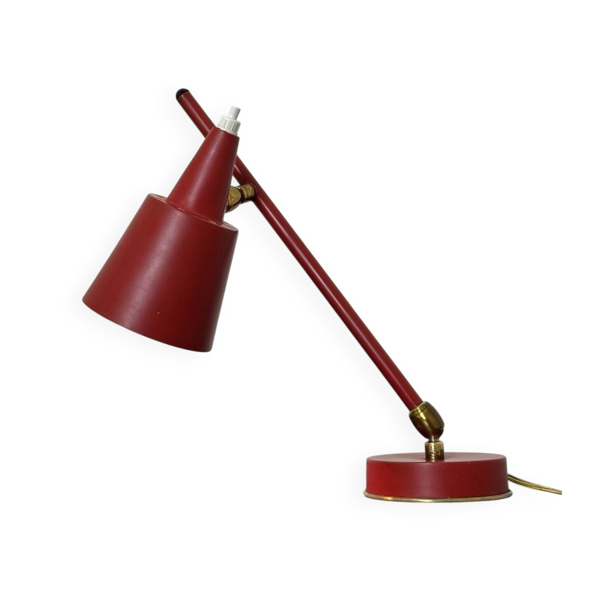 Stilux Milano Table Lamp 1950s Red Double Jointed Conical Shade