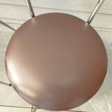 3 Chaises en skaï marron chocolat des années 1960-1970, estampillées.