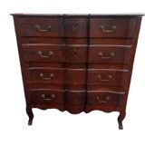 18th century crossbow chest of drawers, stamped