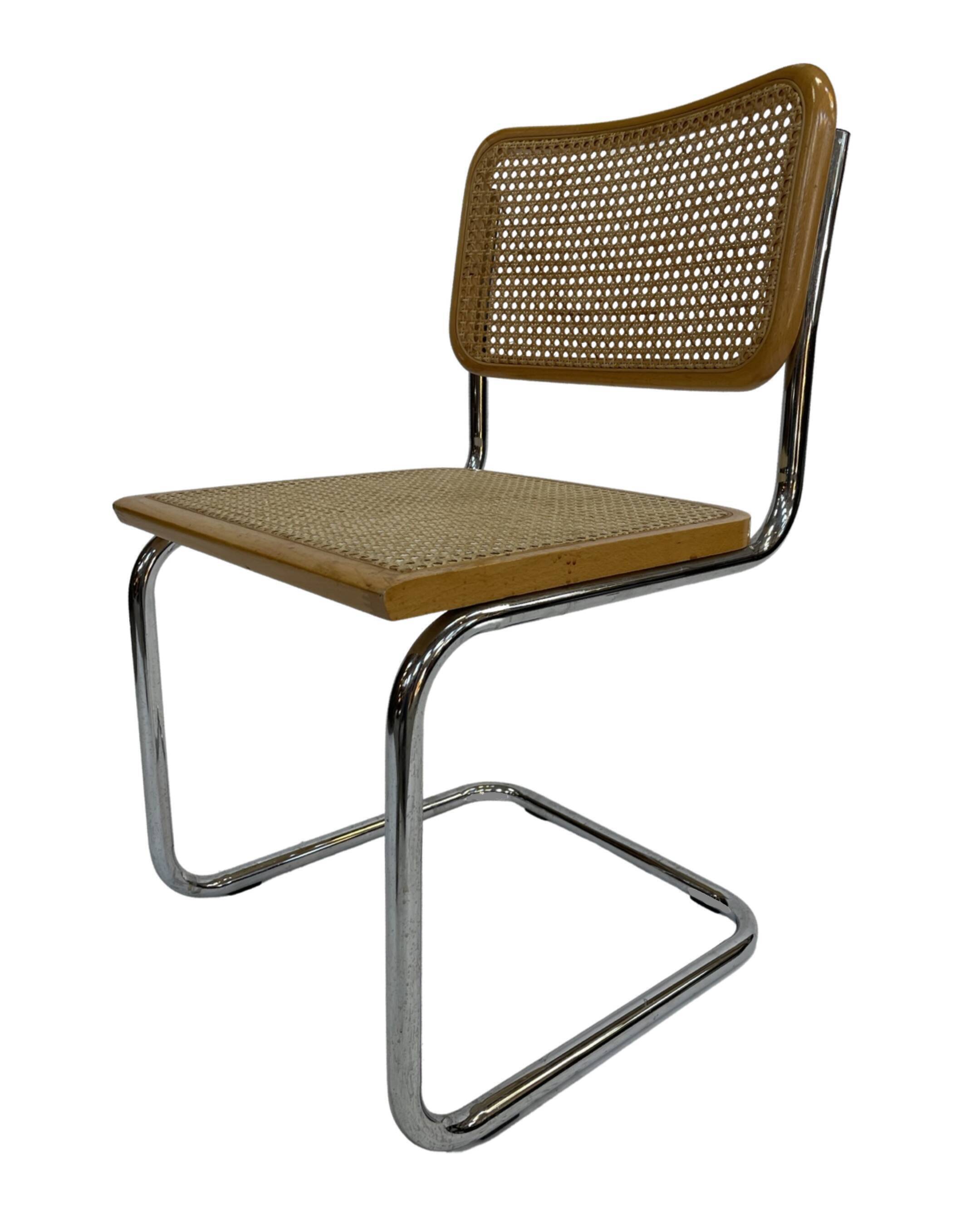 Set of 4 Cesca chairs model b32 in chrome made in italy by Marcel Breuer