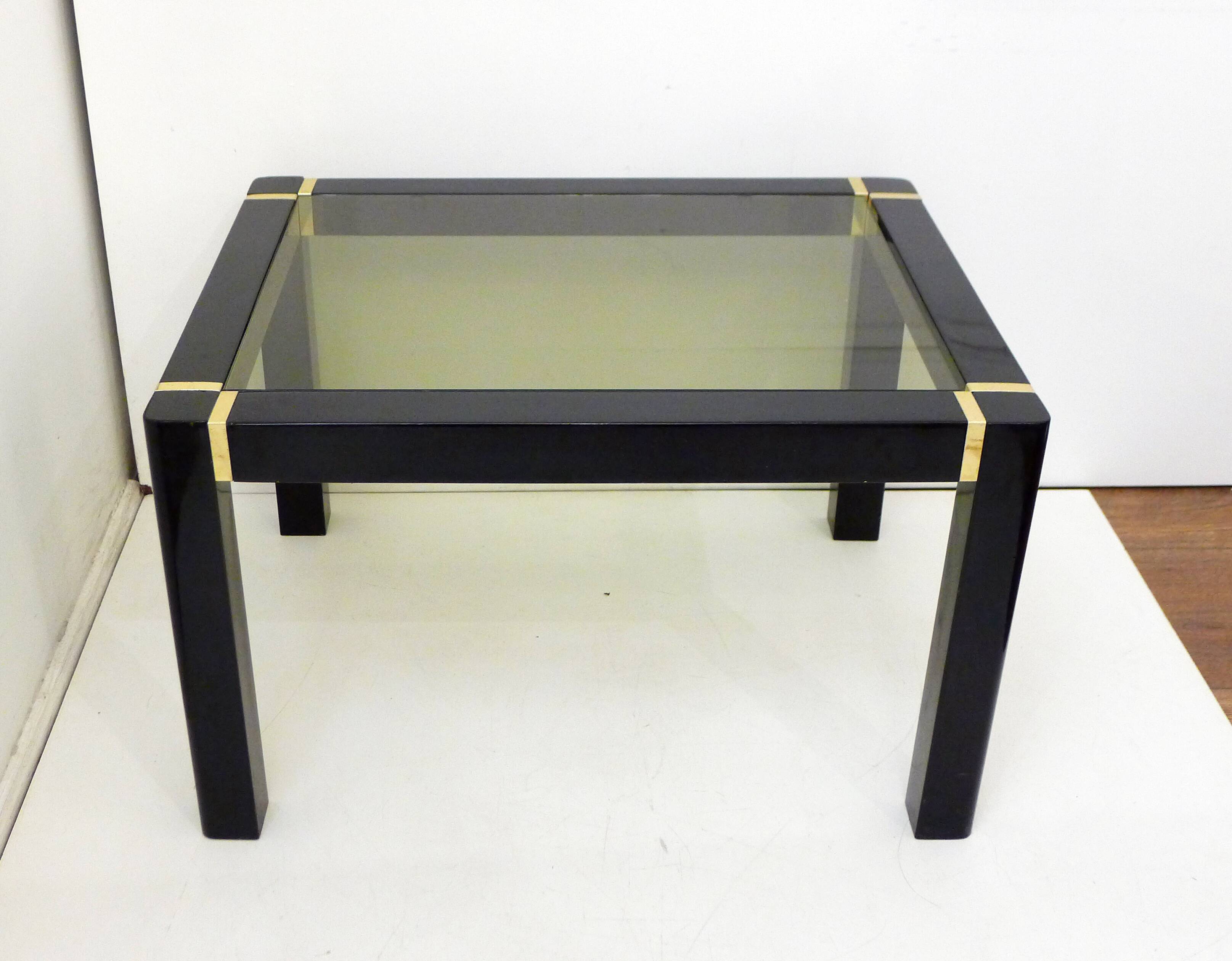 Black wood & smoked glass coffee table