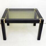 Table basse bois noir & verre fumé