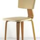 Vintage set of two Cor Alons chairs – bent plywood & blue and cream skai upholstery – 1950s Dutch design
