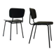 2 airborne chairs in black wired metal and black vegetable leather, design 1970