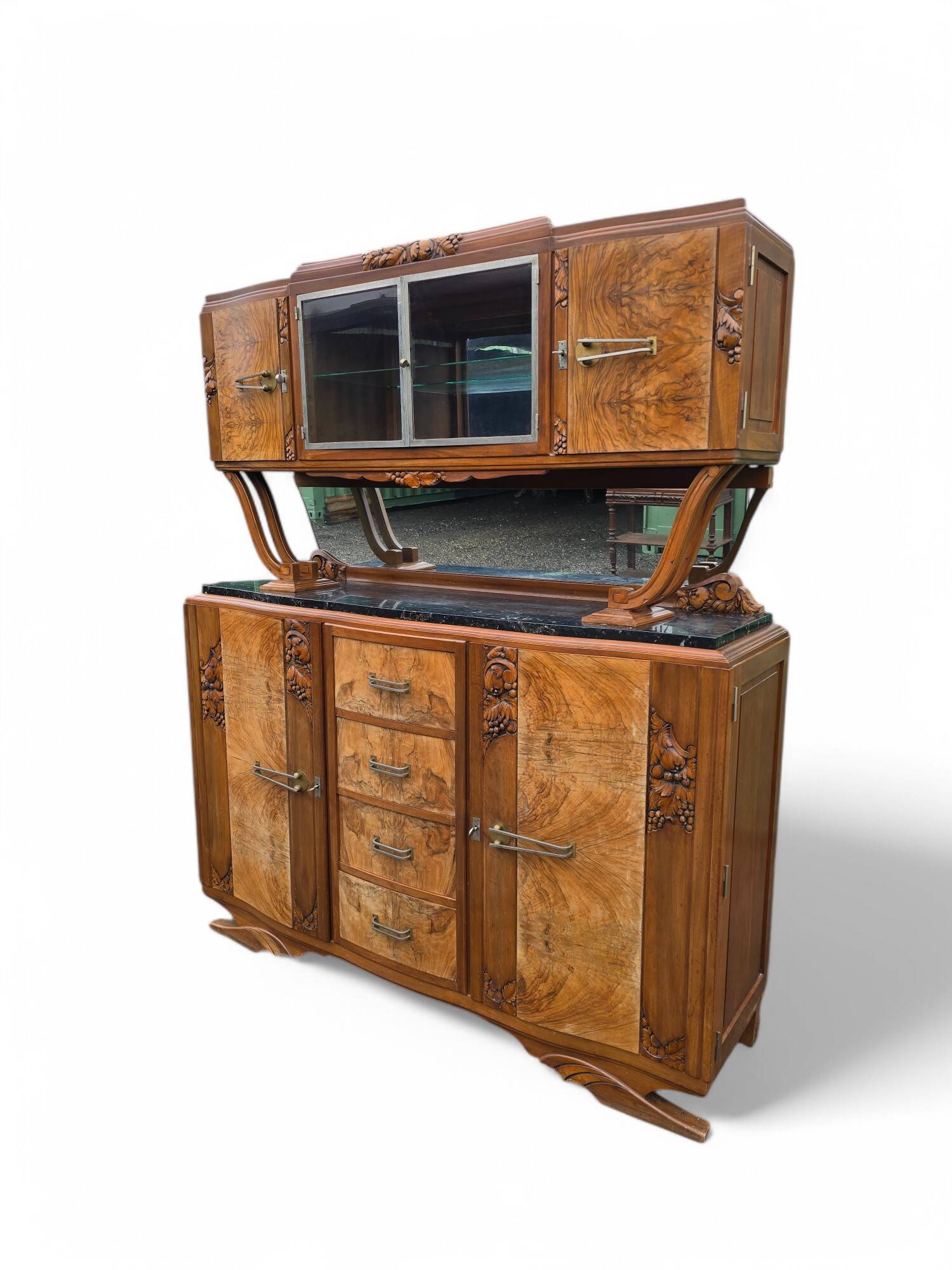 Buffet Art Déco en noyer et ronce de noyer