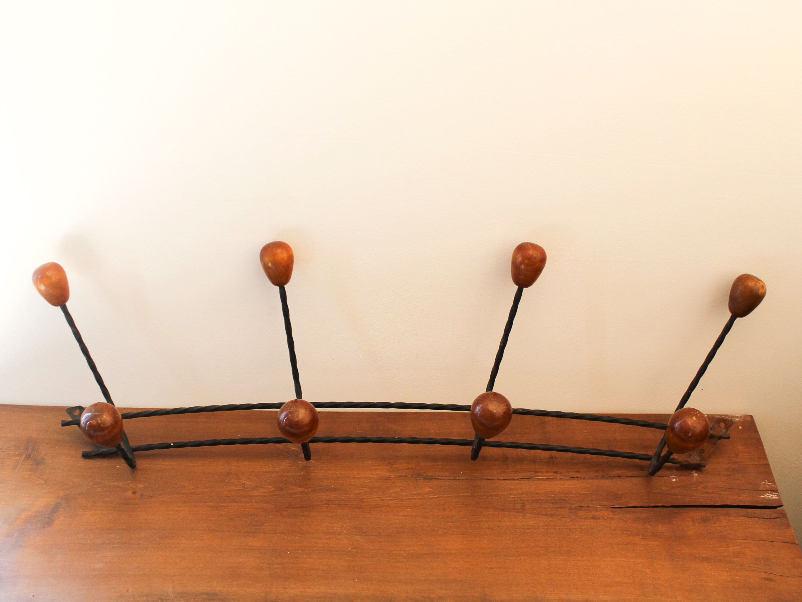 Wall coat rack iron and vintage wood