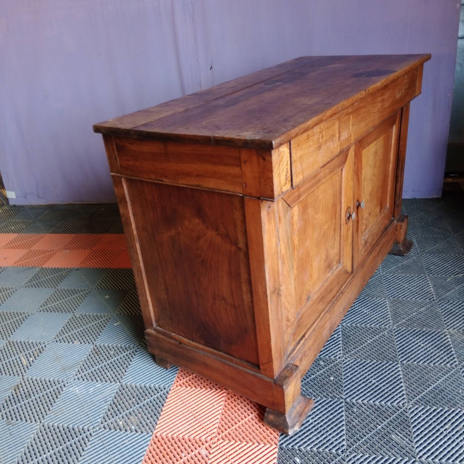 Two-door sideboard, walnut sideboard, antique sideboard.
