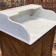 Toilet furniture in pitch pine and marble top - 30s