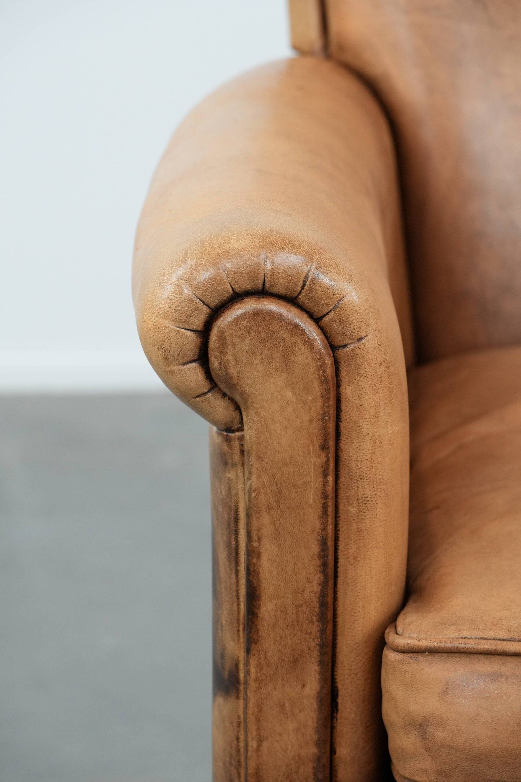2 fauteuils vintage en cuir de mouton
