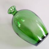 Vintage green glass bottle vase, decorative soliflore.