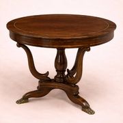 Empire round table – mahogany with inlays and claw feet