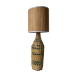 Lamp in glass and woven rattan