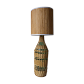 Lampe en verre et rotin tressé