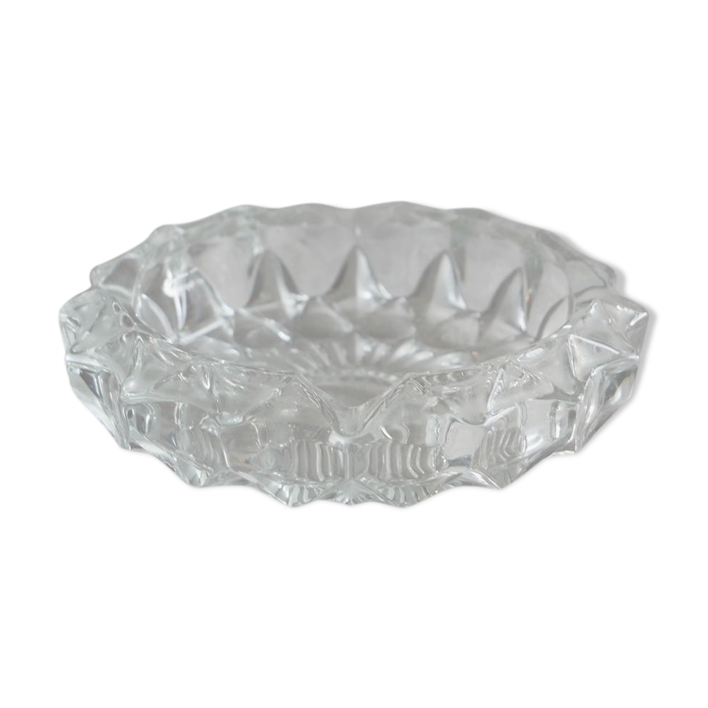 Chiseled glass ashtray