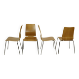 Vintage Set of 4 IKEA Gilbert Chairs Curved Oak Plywood 1999