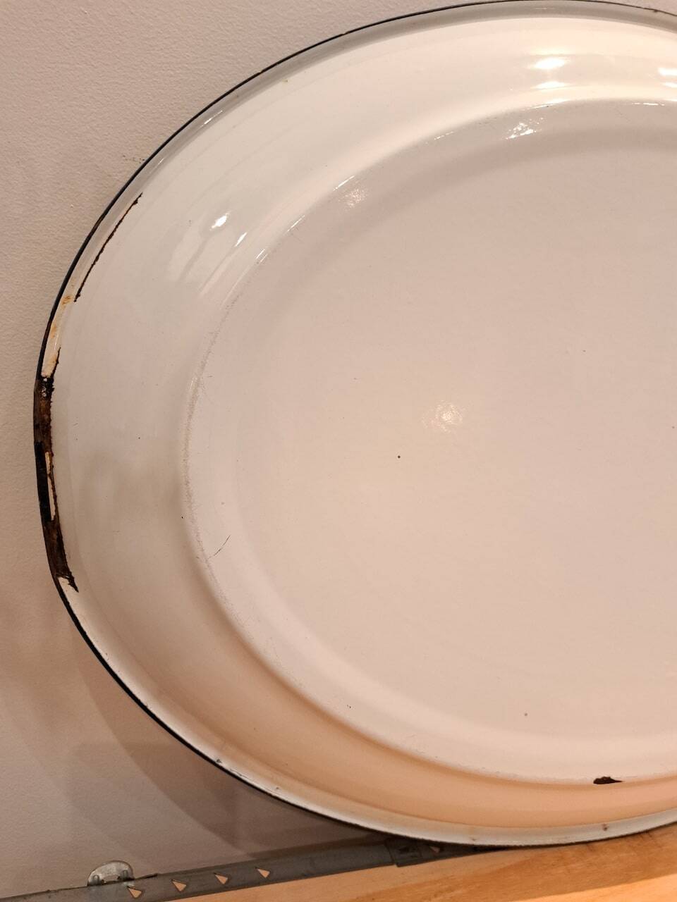Vintage oval white enamel tray