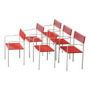 Set of 6 chairs mod. spaghetti giandomenico belotti for alias ​​80s vintage