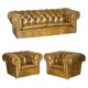 Ensemble vintage Chesterfield salon 3 pièces cuir