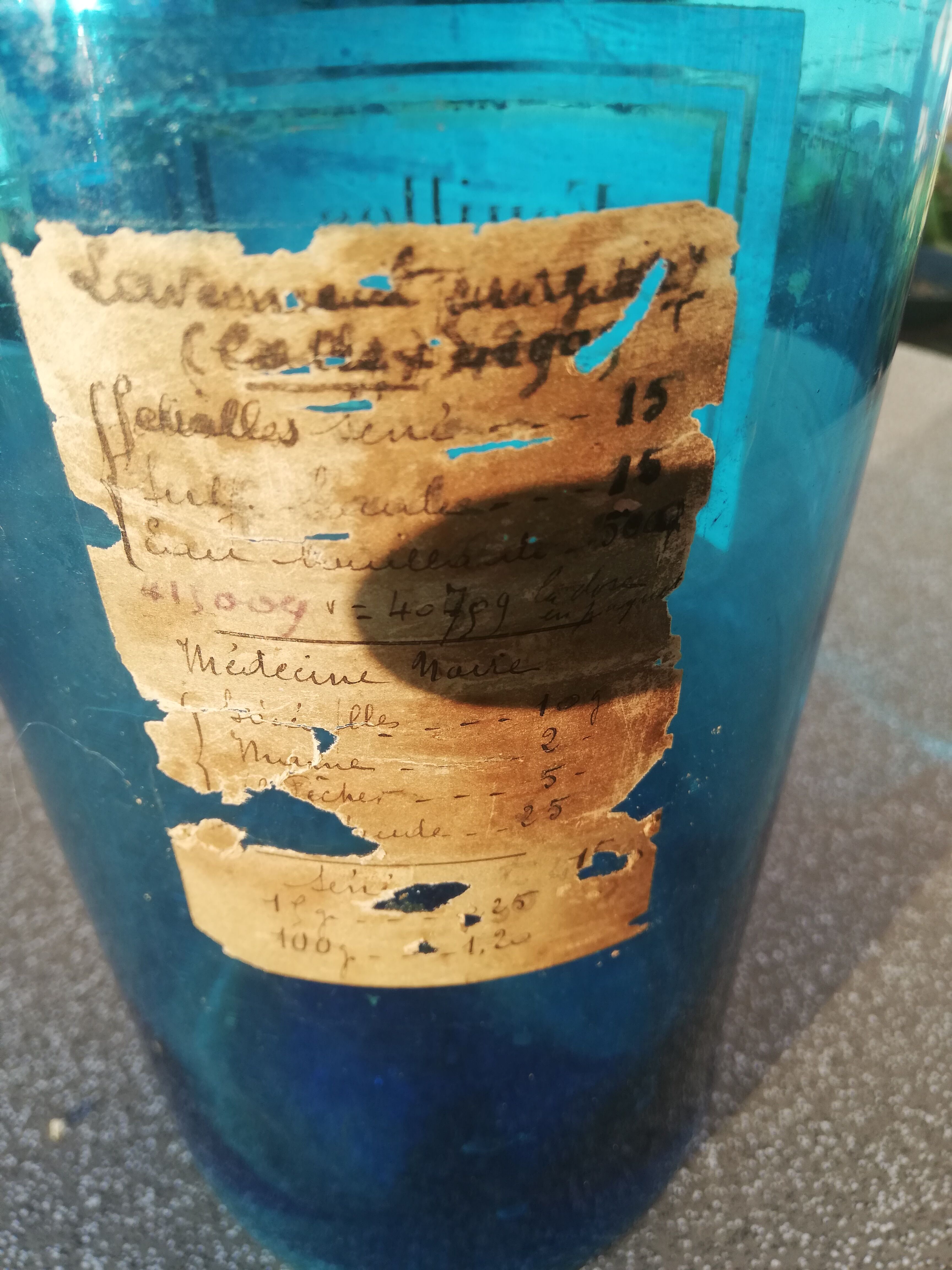 Blue glass pharmacy jar