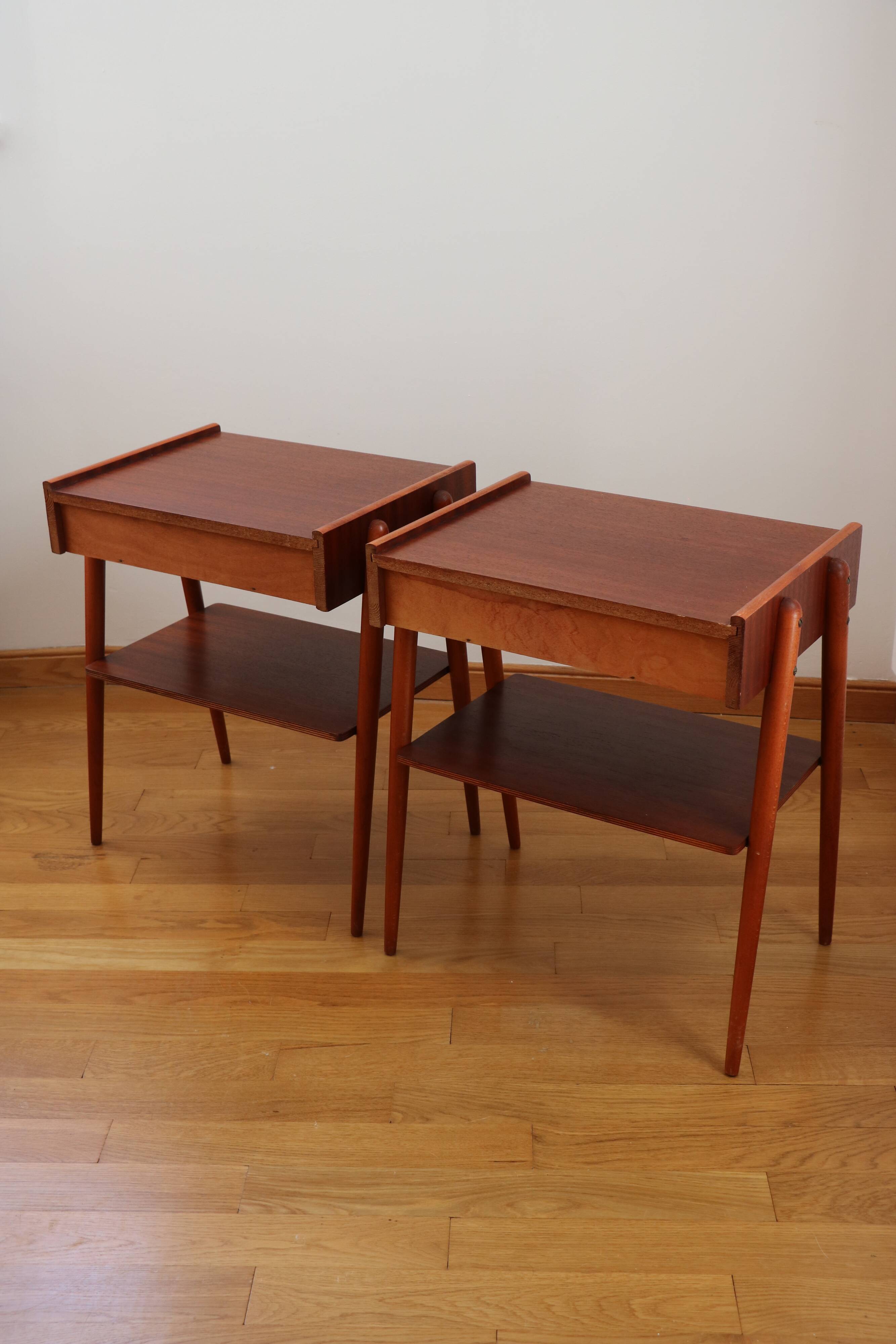 Pair of Scandinavian teak bedside tables, Carlström
