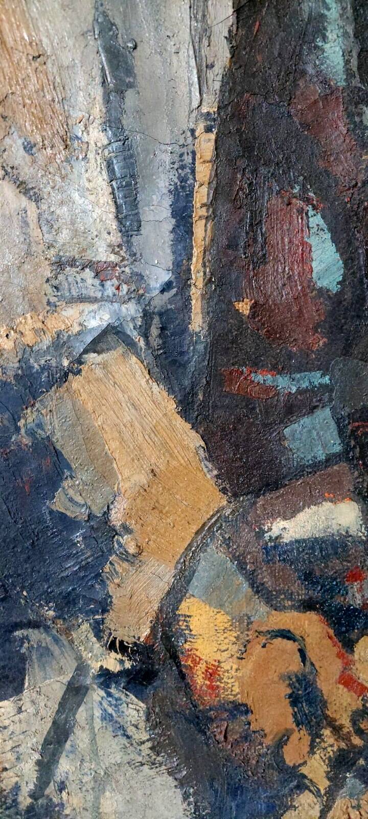 Large oil on canvas Ferruccio Ferri - 1955 - "The Fisherman" canvas 105x75 cm