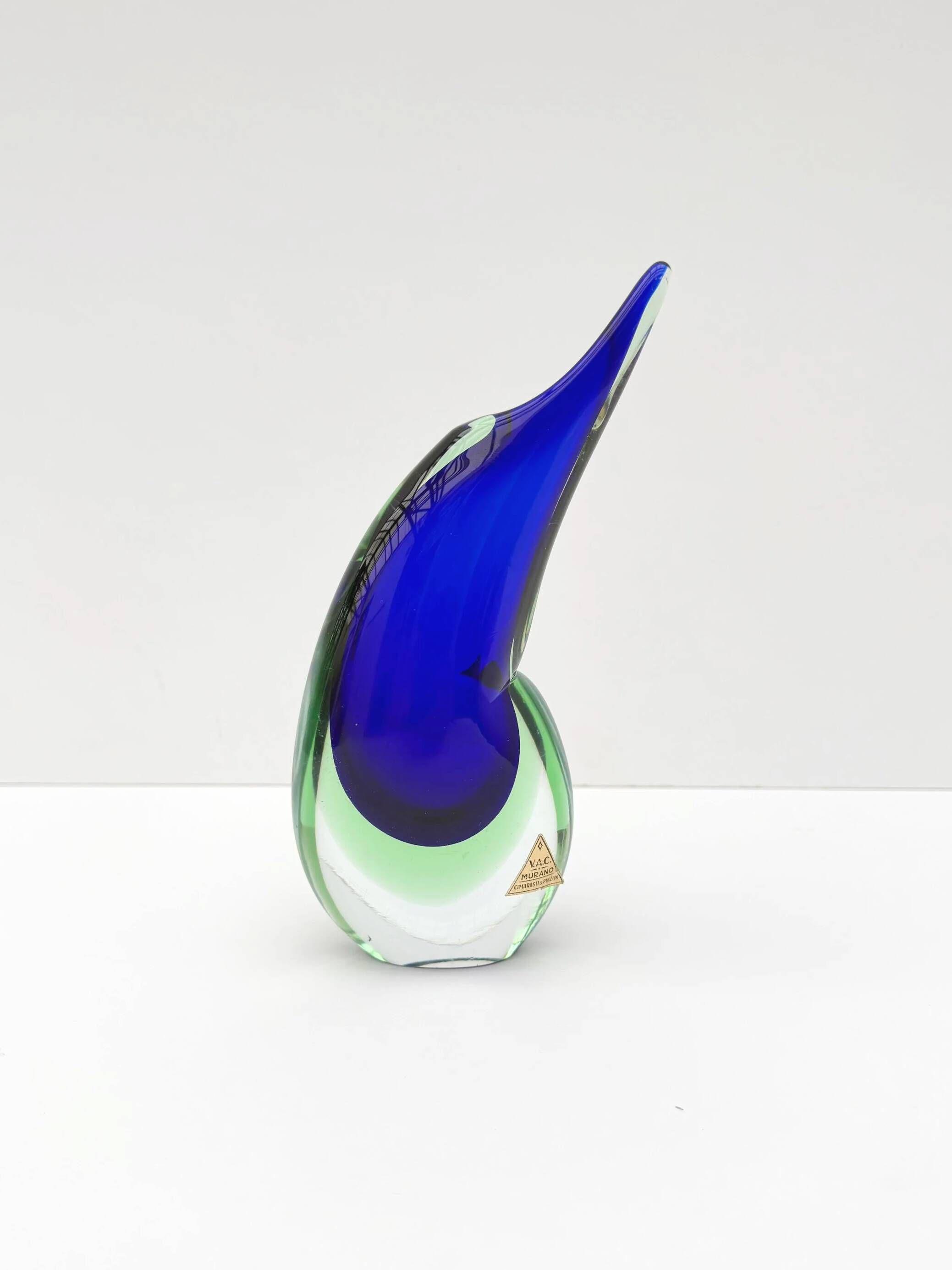 Vase de Murano en verre soufflé, Italie 1970