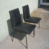 Set of 2 black faux chairs by Pierre Guariche