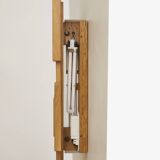 Pair of handcrafted Modernist wall lights in solid wood (oak) Circa 1980