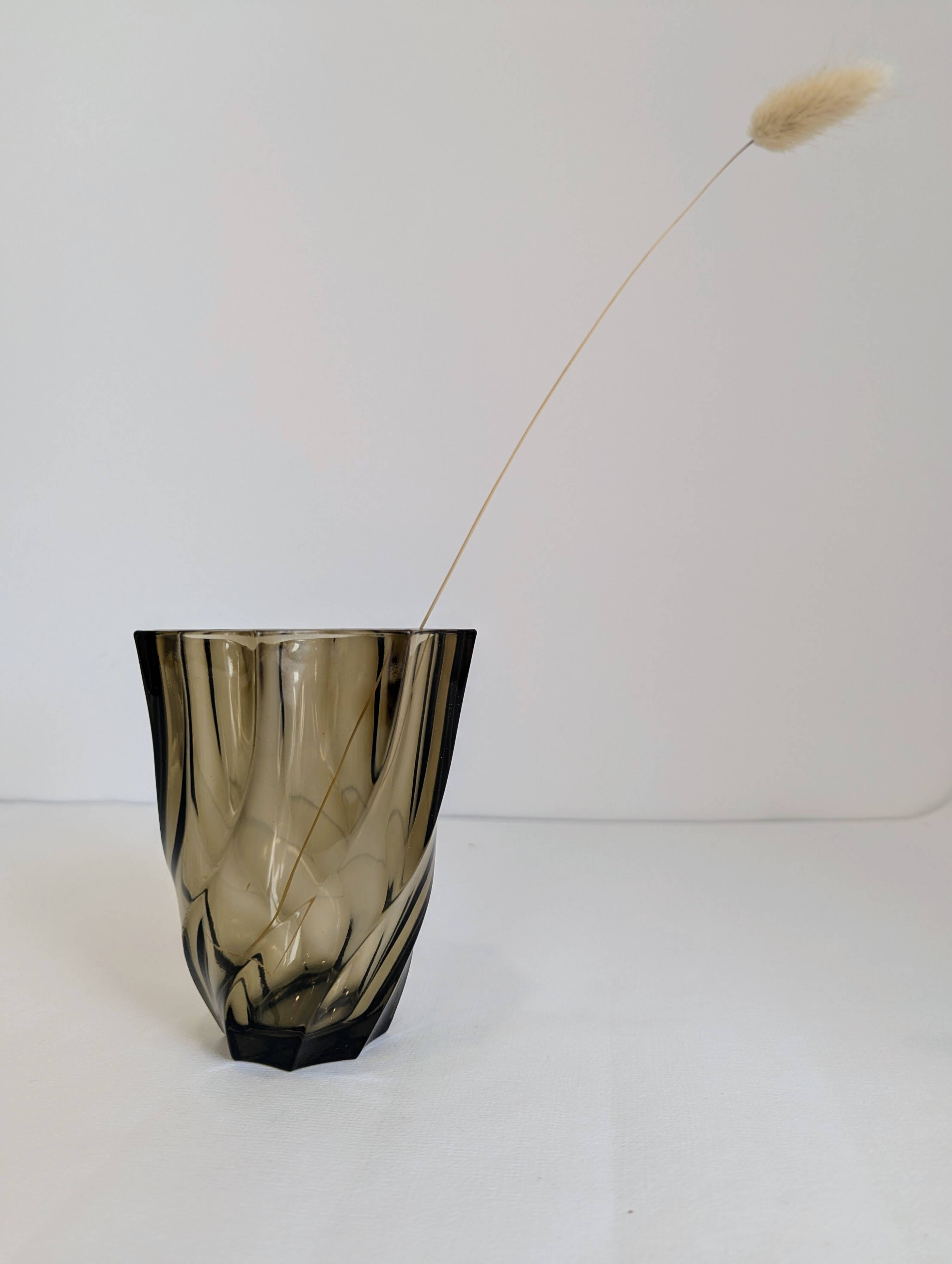 Smoked glass vase from the 70s