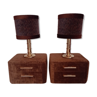 Pair of original bedside tables with lamps from the 80