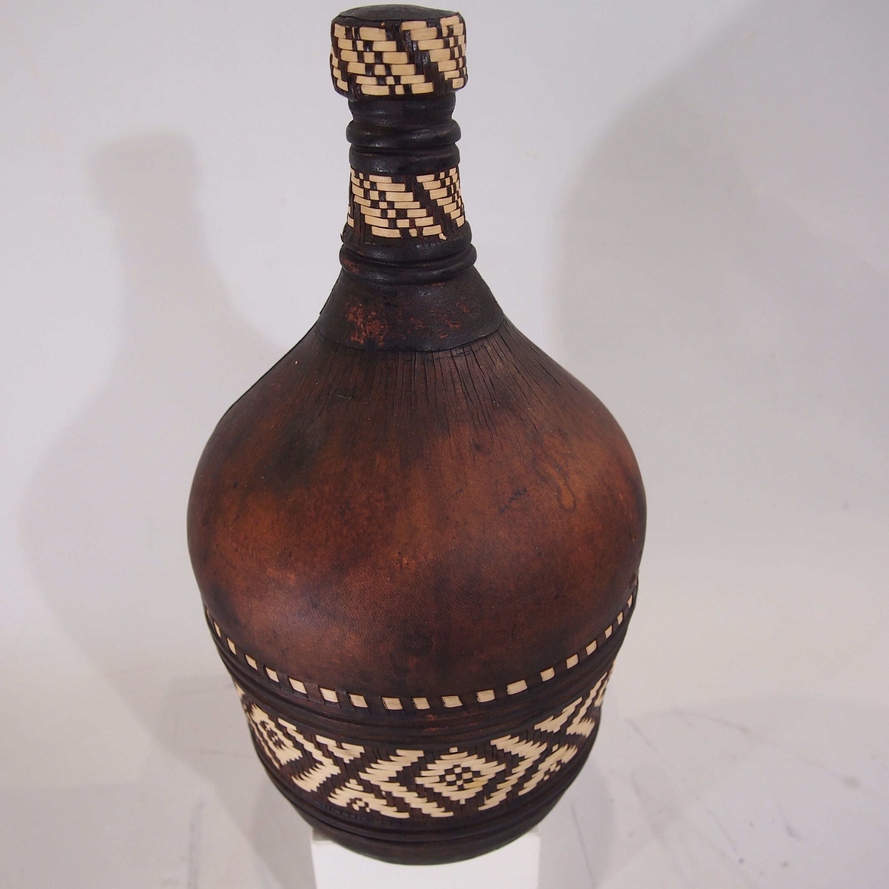 Old bottle in leather