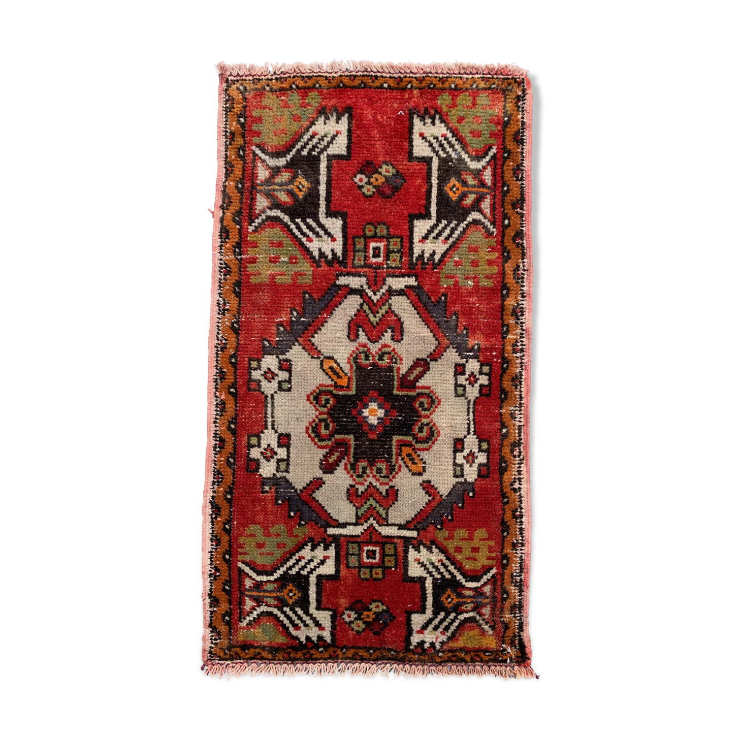 Small Vintage Turkish Rug 94x50 cm, Short Runner, Tribal, Shabby Chic