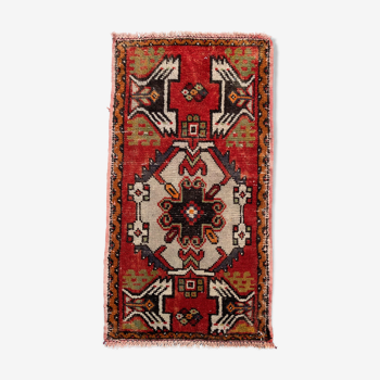 Small Vintage Turkish Rug 94x50 cm, Short Runner, Tribal, Shabby Chic