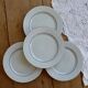 4 vintage dessert plates white porcelain with blue trim