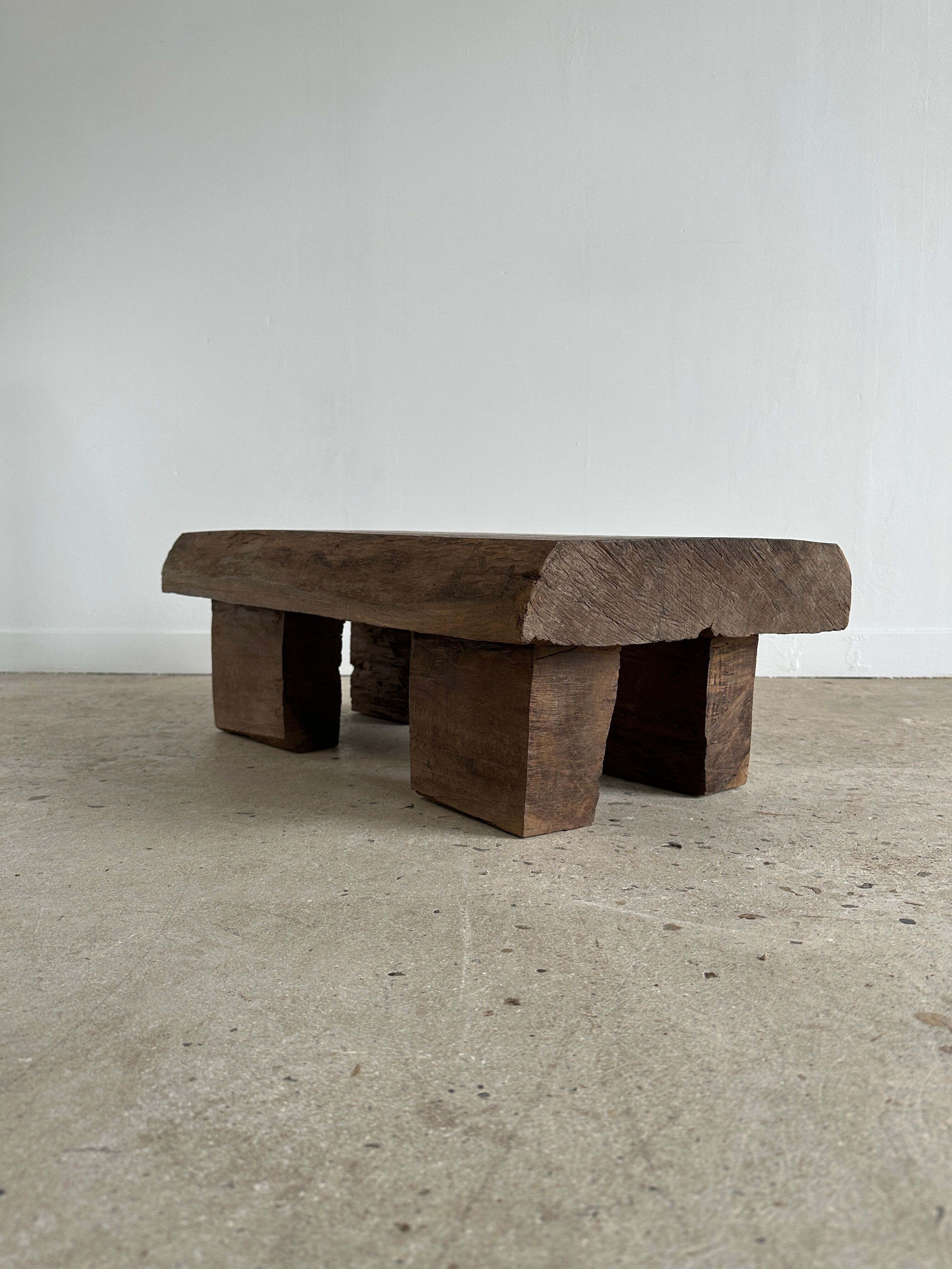 Asian solid wood quadripod brutalist coffee table H30 L81 l42
