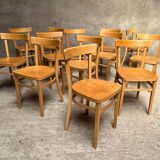 13 vintage wooden bistro chairs 1950 1960