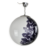 Large globe lamp diameter 45cm Italy 60s glass white and purple