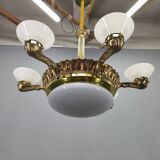 Art Deco chandelier with glass shade, Czechoslovakia, 1930s