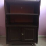 Vintage furniture, bookcase, TV or hi-fi system, sliding door with wheels