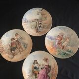 Assiettes décoratives, 3 BCie (Bernardaud) 1 PL, porcelaine, Limoges, lot de 4