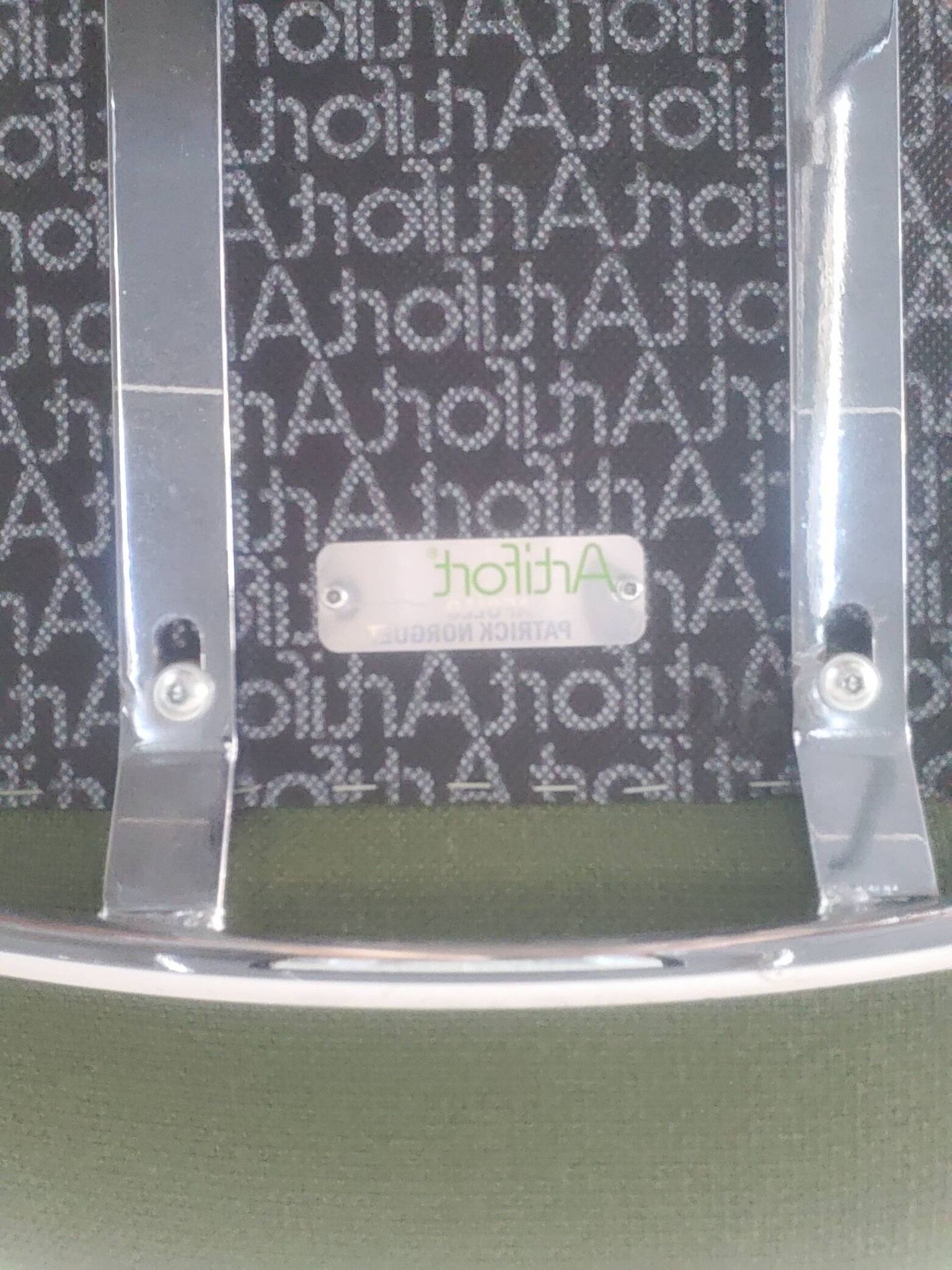 Artifort Chrome Stool and Green Fabric by Patrick Norguet