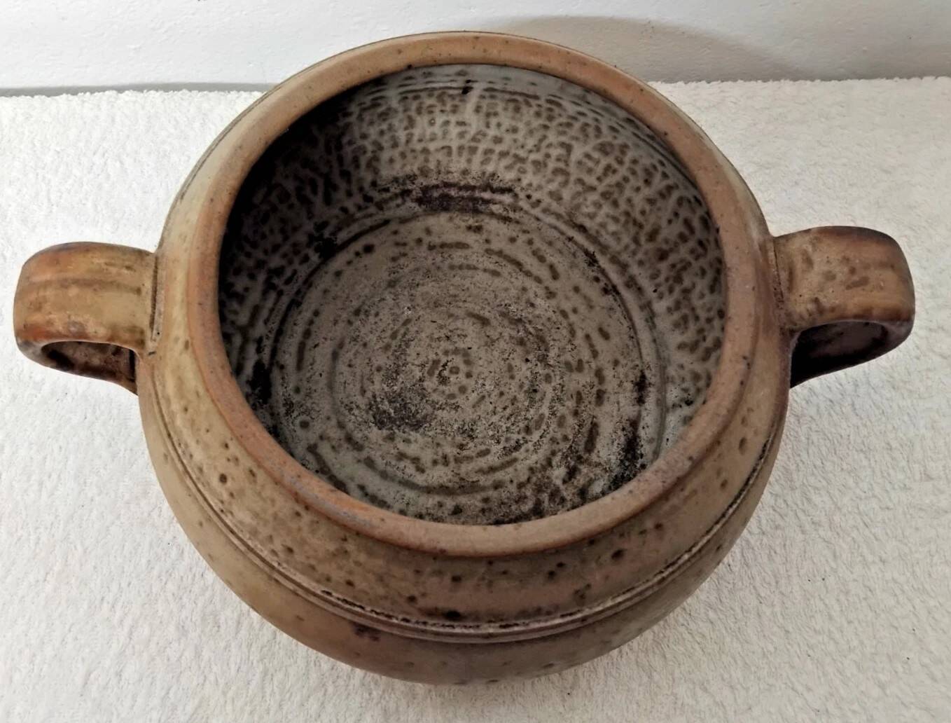 Vintage Signed Stoneware Soup Tureen with Handles